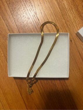 Gold Herringbone Chain Necklace